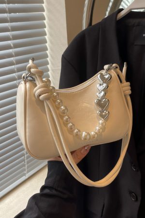 Korean-Style Beaded Underarm Bag for Women - 2025 Autumn Textured Versatile Shoulder Crossbody Pillow Bag