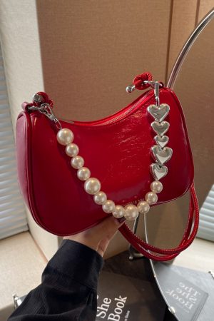 Korean-Style Beaded Underarm Bag for Women - 2025 Autumn Textured Versatile Shoulder Crossbody Pillow Bag