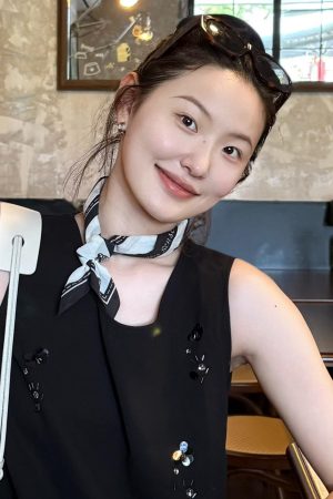 Korean-Style Black and White Printed Silk Scarf - Versatile Elegant Neck Scarf, Hair Tie, Bag Accessory for Mature Fashion
