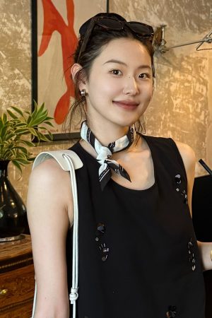 Korean-Style Black and White Printed Silk Scarf - Versatile Elegant Neck Scarf, Hair Tie, Bag Accessory for Mature Fashion