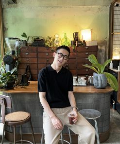 Korean Style Black Ice Silk Knitted Henley T-Shirt for Men - Casual Loose Short Sleeve Summer Top