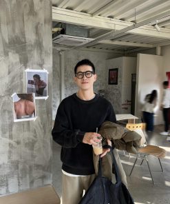 Korean Style Black Washed Sweater for Men - Loose Fit Casual Knitted Top for Autumn and Winter, Versatile Everyday Essential