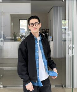 Korean Style Black Zipper Hoodie Jacket for Men - Spring Loose Fit Versatile High-Quality Top