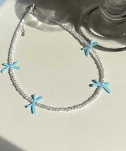 Korean Style Bow Necklace - Elegant High-End Clavicle Chain Accessory for Women, Luxury Dongdaemun Design