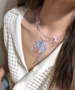 Korean Style Bow Necklace - Elegant High-End Clavicle Chain Accessory for Women, Luxury Dongdaemun Design