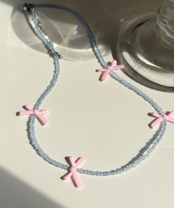 Korean Style Bow Necklace - Elegant High-End Clavicle Chain Accessory for Women, Luxury Dongdaemun Design