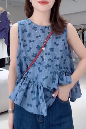 Korean-Style Bow Sleeveless Top - Trendy Women's Fashion, Casual Chic Summer Blouse, Elegant Lightweight Summer Wear
