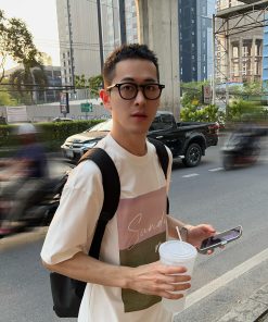 Korean Style Breathable Letter Print Short Sleeve T-Shirt for Men - High-Quality Casual Top