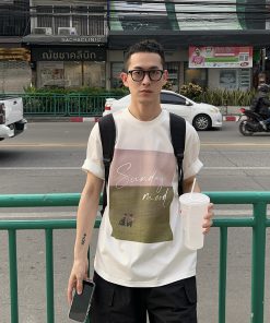 Korean Style Breathable Letter Print Short Sleeve T-Shirt for Men - High-Quality Casual Top
