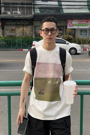 Korean Style Breathable Letter Print Short Sleeve T-Shirt for Men - High-Quality Casual Top