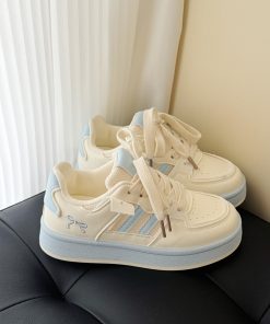Korean-Style Breathable Platform Sneakers for Women - Thick-Soled White Versatile Shoes for Students - Summer 2025 Fashion