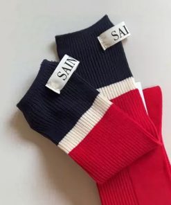 Korean Style Candy Color Women's Mid-Calf Socks - Versatile Color Block Pile Socks for Trendy Ins Style Fashion