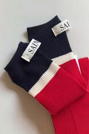 Korean Style Candy Color Women's Mid-Calf Socks - Versatile Color Block Pile Socks for Trendy Ins Style Fashion