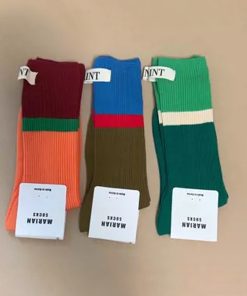 Korean Style Candy Color Women's Mid-Calf Socks - Versatile Color Block Pile Socks for Trendy Ins Style Fashion