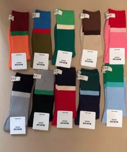 Korean Style Candy Color Women's Mid-Calf Socks - Versatile Color Block Pile Socks for Trendy Ins Style Fashion