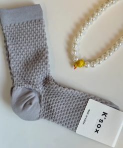 Korean Style Candy Color Women's Mid-Calf Socks - Versatile Color Block Pile Socks for Trendy Ins Style Fashion