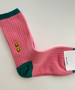 Korean Style Candy Color Women's Mid-Calf Socks - Versatile Color Block Pile Socks for Trendy Ins Style Fashion