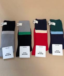Korean Style Candy Color Women's Mid-Calf Socks - Versatile Color Block Pile Socks for Trendy Ins Style Fashion