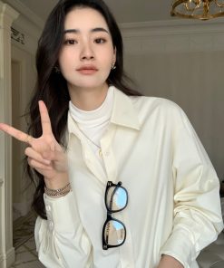 Korean Style Casual Long Sleeve Layered Shirt for Women - Versatile, Loose-Fitting, Elegant Top for Everyday Wear