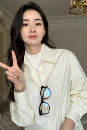Korean Style Casual Long Sleeve Layered Shirt for Women - Versatile, Loose-Fitting, Elegant Top for Everyday Wear