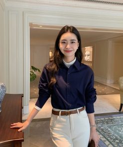 Korean Style Casual Long Sleeve Layered Shirt for Women - Versatile, Loose-Fitting, Elegant Top for Everyday Wear