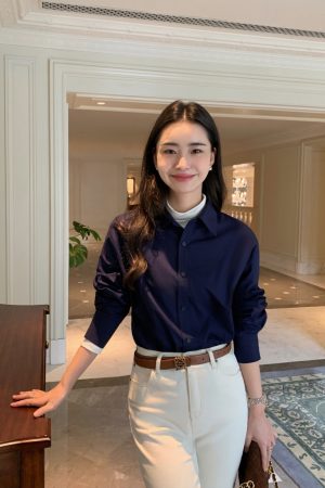 Korean Style Casual Long Sleeve Layered Shirt for Women - Versatile, Loose-Fitting, Elegant Top for Everyday Wear