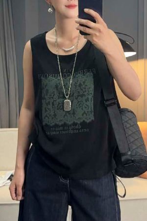 Korean Style Casual Snowflake Lace Printed Cotton Vest - 2025 Summer Large Version
