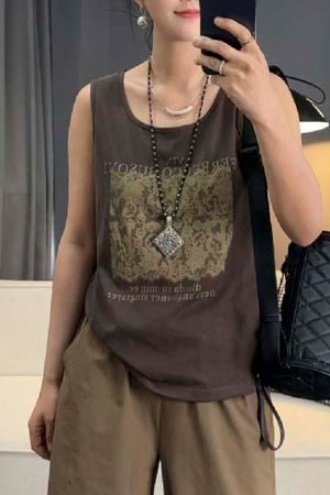 Korean Style Casual Snowflake Lace Printed Cotton Vest - 2025 Summer Large Version