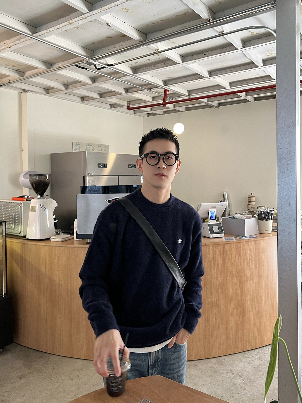 Korean Style Casual Solid Color Minimalist Mink Fur Sweater for Men - Embroidered Loose Top for Autumn and Winter Fashion