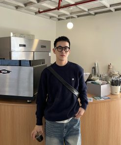 Korean Style Casual Solid Color Minimalist Mink Fur Sweater for Men - Embroidered Loose Top for Autumn and Winter Fashion