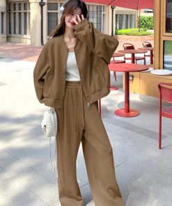 Korean Style Casual Sports Sweatshirt Set for Women - Loose & Slimming Spring 2025 Two-Piece Outfit for Petite Sizes