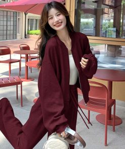 Korean Style Casual Sports Sweatshirt Set for Women - Loose & Slimming Spring 2025 Two-Piece Outfit for Petite Sizes