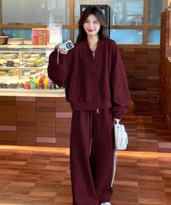 Korean Style Casual Sports Sweatshirt Set for Women - Loose & Slimming Spring 2025 Two-Piece Outfit for Petite Sizes