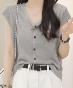Korean Style Casual Versatile Knitted Sweater for Women - Trendy High-End Niche Chic Fashion Top for Summer 2025