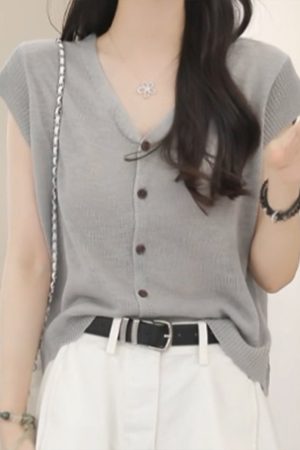 Korean Style Casual Versatile Knitted Sweater for Women - Trendy High-End Niche Chic Fashion Top for Summer 2025