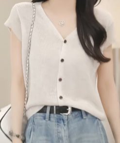 Korean Style Casual Versatile Knitted Sweater for Women - Trendy High-End Niche Chic Fashion Top for Summer 2025