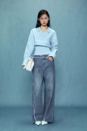 Korean Style College Chic Long Sleeve Shirt and Cami Two-Piece Set for Women - 2025 Spring Fashion Trend