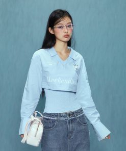 Korean Style College Chic Long Sleeve Shirt and Cami Two-Piece Set for Women - 2025 Spring Fashion Trend