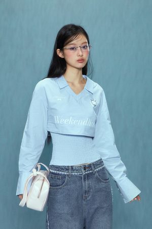 Korean Style College Chic Long Sleeve Shirt and Cami Two-Piece Set for Women - 2025 Spring Fashion Trend