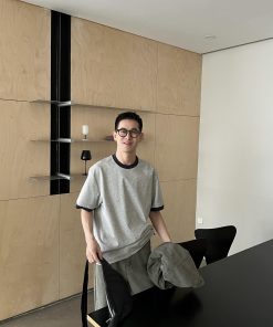 Korean Style Color Block Design Short Sleeve T-Shirt for Men - Casual Loose Fit Summer Top