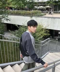 Korean Style Color Block Thickened Sweater for Men - Minimalist Loose Versatile Autumn/Winter Top