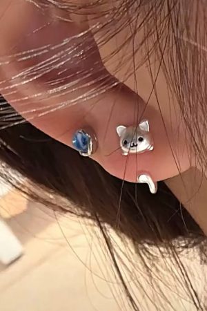 Korean-Style Cute Kitten Tail Earrings, Minimalist Sweet Design, Versatile Two-Wear Accessory for Women