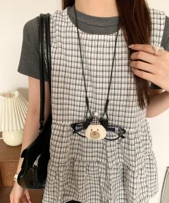 Korean Style Cute Long Lanyard Necklace for Women - Portable Faux Drop Glasses Storage Clavicle Chain Accessory