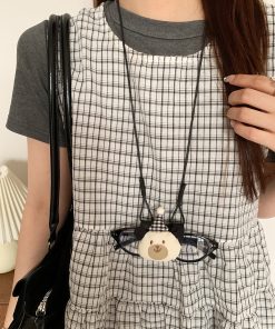 Korean Style Cute Long Lanyard Necklace for Women - Portable Faux Drop Glasses Storage Clavicle Chain Accessory