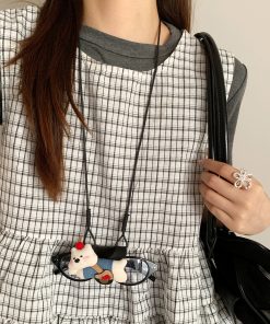 Korean Style Cute Long Lanyard Necklace for Women - Portable Faux Drop Glasses Storage Clavicle Chain Accessory