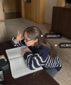 Korean Style Cute Round Square Frame Glasses - Face-Slimming Design for a Stylish Look, Perfect for 90s and Y2K Fashion Lovers