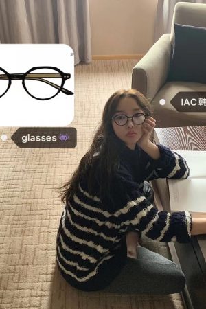 Korean Style Cute Round Square Frame Glasses - Face-Slimming Design for a Stylish Look, Perfect for 90s and Y2K Fashion Lovers