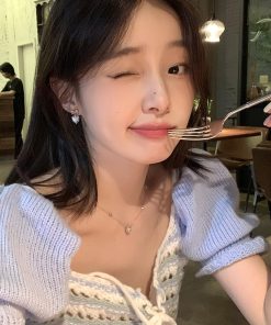 Korean Style Cute Versatile Zircon Bow Earrings - Light Luxury High-End Temperament Heart Design