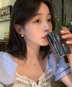 Korean Style Cute Versatile Zircon Bow Earrings - Light Luxury High-End Temperament Heart Design