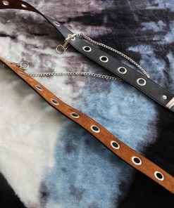Korean-Style Dark Punk Metal Chain Textured Belt - Trendy Minimalist Versatile Fashion Accessory for Unique Style